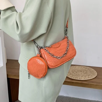 

FANTASY 2020 Stone Crocodile Pattern Handbags For Women Metal Chain Composite Bag Female 6 Colors Fashion Shoulder Crossbody Bag