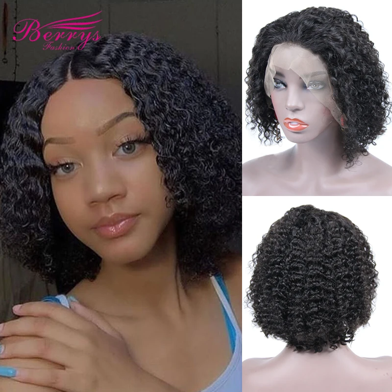 Hair Curly Lace Closure Berrys Fashion Wigs Lace-Front Pre-Plucked 13x4 Bob for Women