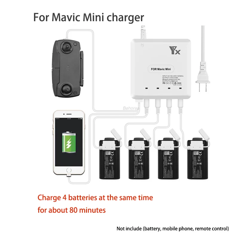 Crazy Sale DRS DJI Mavic Mini 6 in1 Battery charger Remote Controller Balance Smart phone usb charger Accessories 