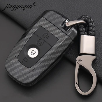 Custodia portachiavi in fibra di carbonio con copertura in Silicone per Ford Fusion Mondeo Mustang Explorer Edge 2015 2016 2017 2018 Fob Shell - Custodia portachiavi in fibra di carbonio con copertura in Silicone per Ford Fusion Mondeo Mustang