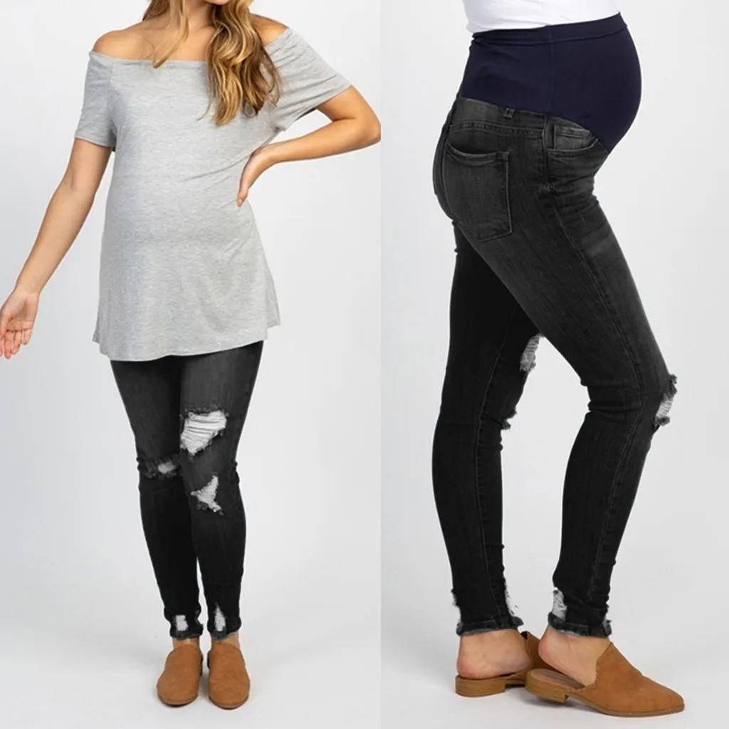 Женские рваные джинсы для беременных; брюки для кормящих; леггинсы для живота; ropa premama embarazadas zwangerschaps kleding