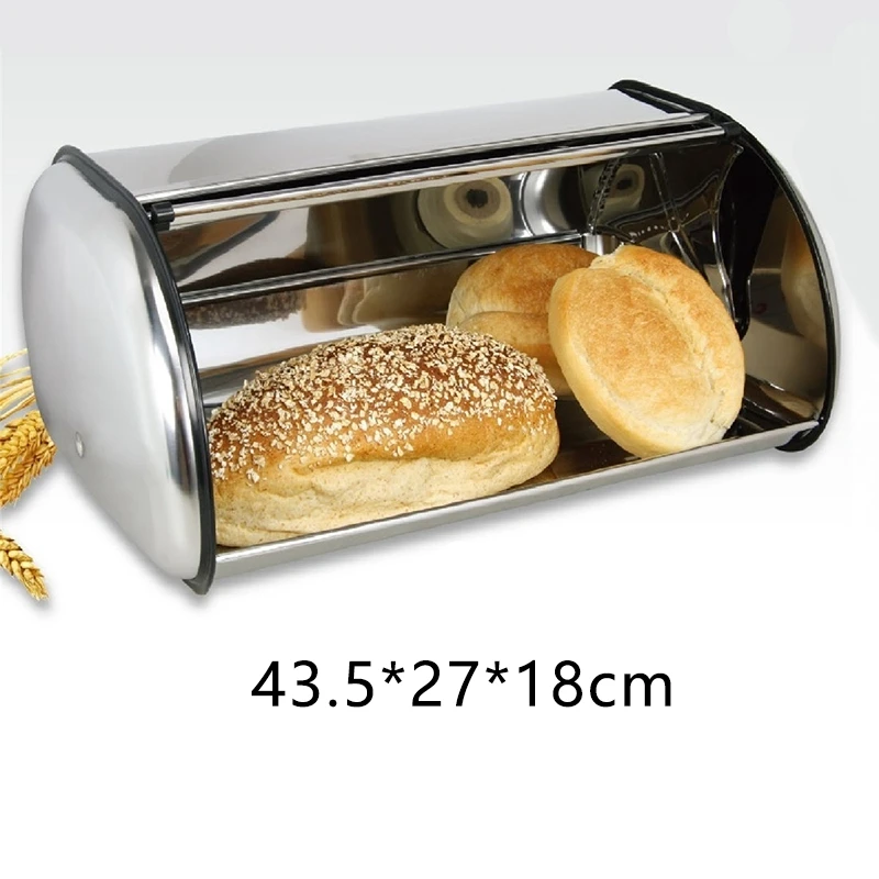 1Pc Large Stainless Steel Bread Box Storage Bin Keeper Food Kitchen Container Bread Holder