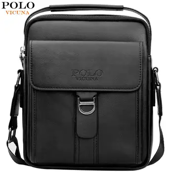 

VICUNA POLO New Arrival Magnetic Buckle Open Men's Business Messenger Bag Large Capacity Soft Leather Travel Man Shoulder Bag