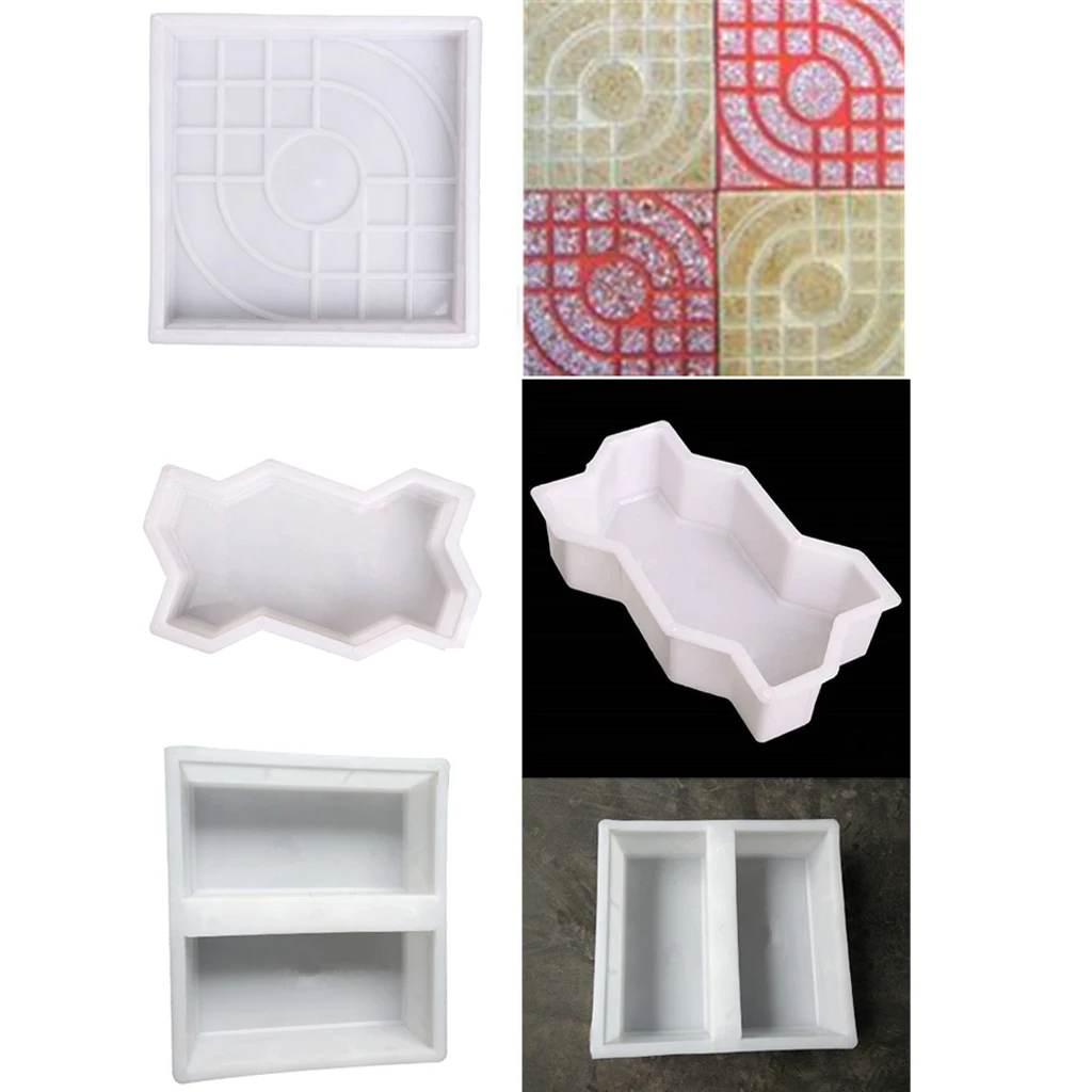 3 Pieces Paving Brick Path Maker Mould, Diy Paving Concrete Mold Garden Lawn Pathmate Stone Mold Walk Maker Mold - 3 Styles