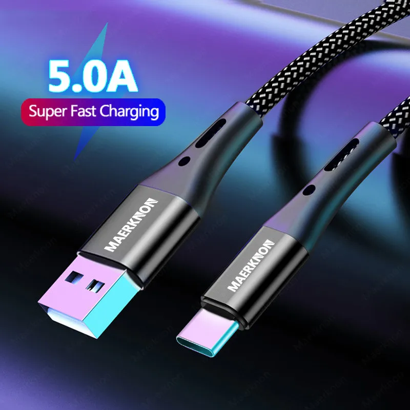 5A USB Type C Cable Fast Charging Wire for Samsung Galaxy S10 S9 Plus Xiaomi mi9 Huawei Mobile Phone USB C Type C Charger Cord
