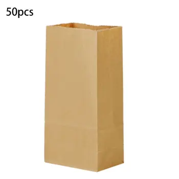 

50pcs Kraft Paper Bags Food Tea Small Gift Bag Sandwich Bread Bags Party Wedding