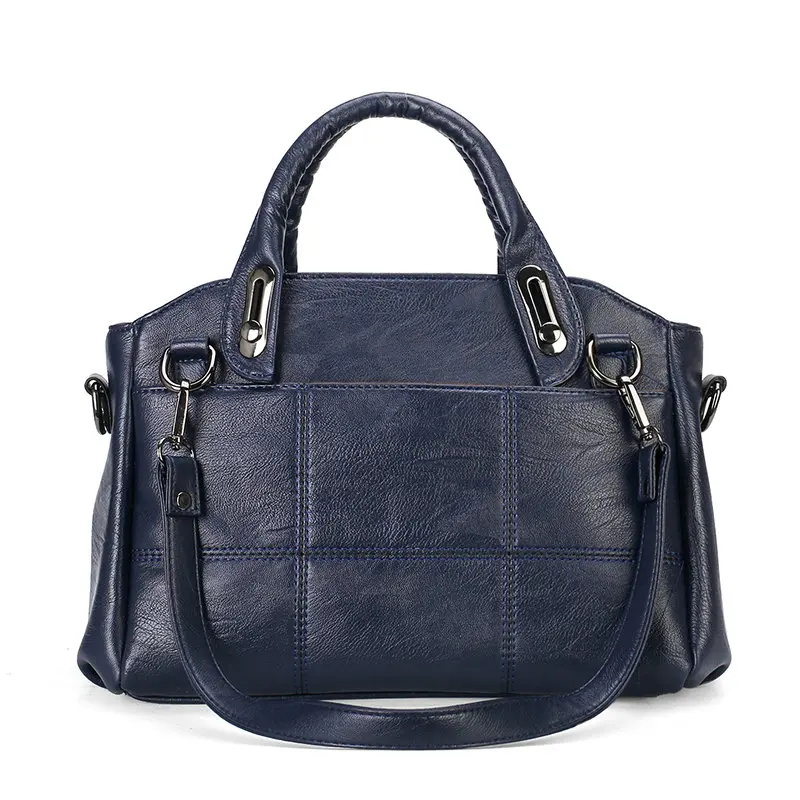 Роскошные женские сумки, винтажные сумки на плечо, женские сумки через плечо, большие однотонные сумки-тоут, женские кожаные сумки-мессенджеры - Цвет: Blue