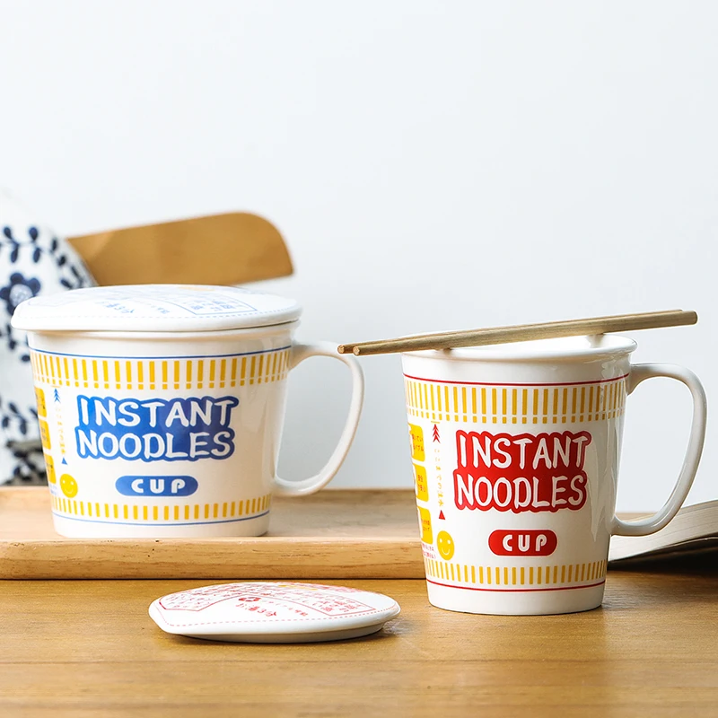 Large capacity creative ceramic noodle bowl with cover big bowl cereal bowl noodle bowl student dormitory bowl