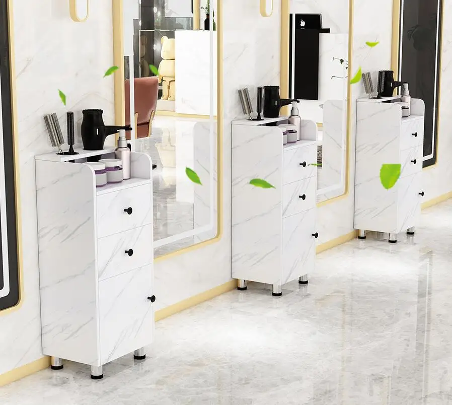 Barber's tool cabinet hair salon special tool table hair salon shelf drawer mirror table cabinet small haircut cabinet barbershop tool cabinet hair salon special hairs double layer desk shelf stainless steel cutting rack gold 75 80cm salon table