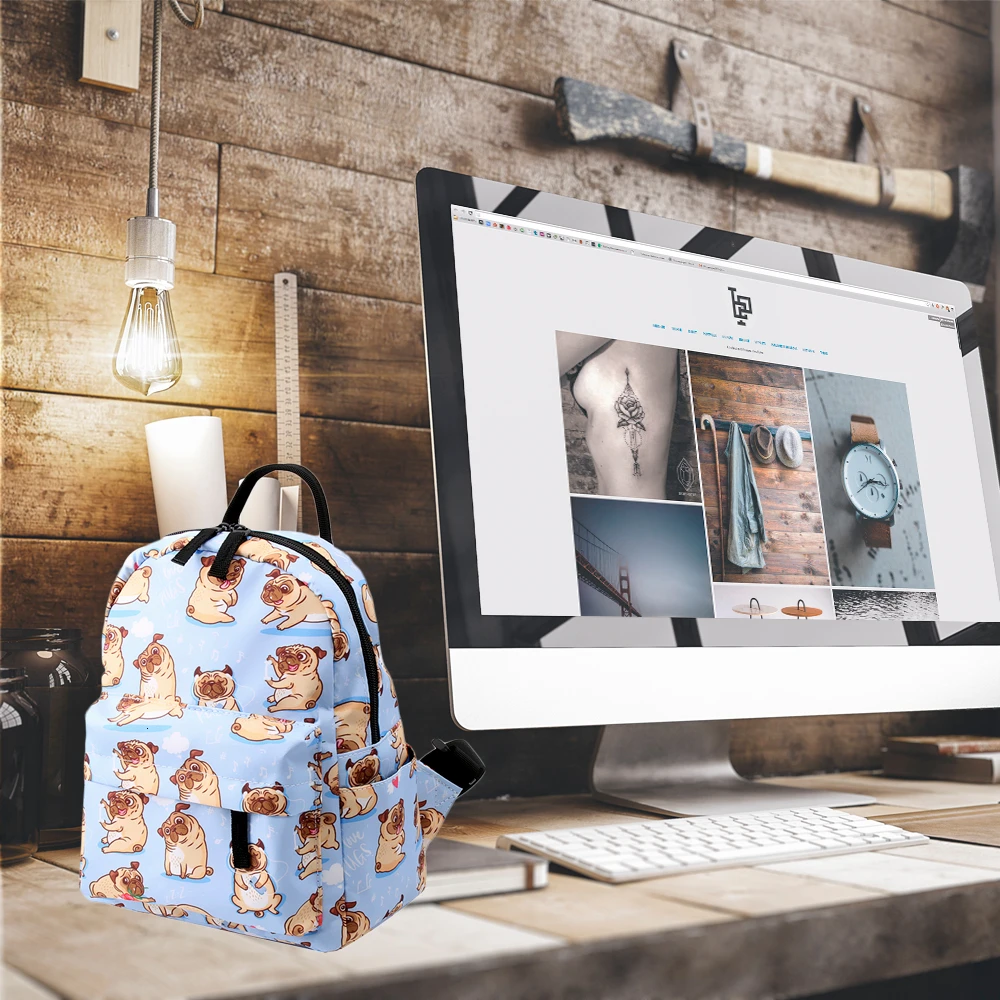  Deanfun Mini Backpacks For Girls Printing Cute Pug Waterproof Small Bags For Women Shopping Bag For - 4000147639719