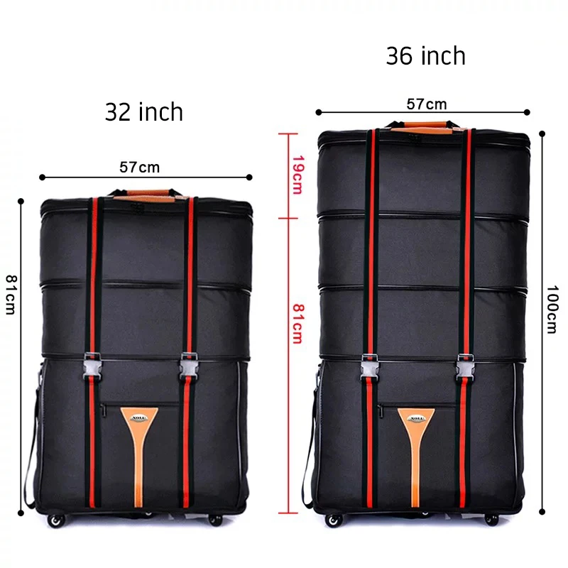 Handling Large capacity folding trolley bag Oxford waterproof move house rolling luggage carry on travel bag 32/36 inch