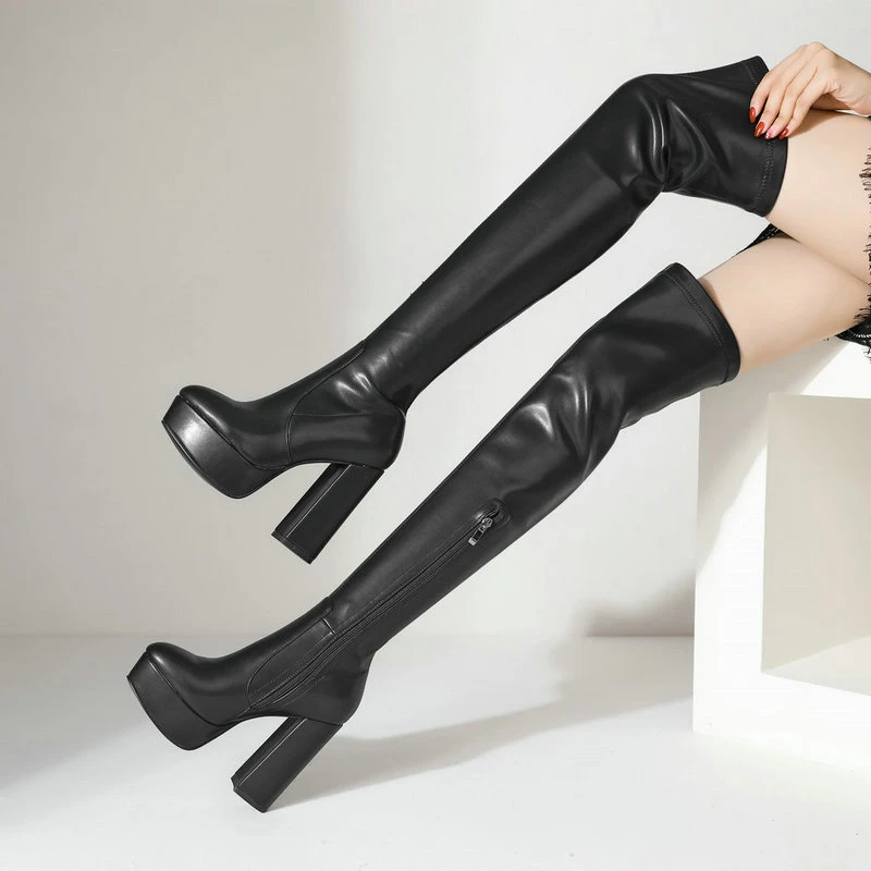 black knee boots platform