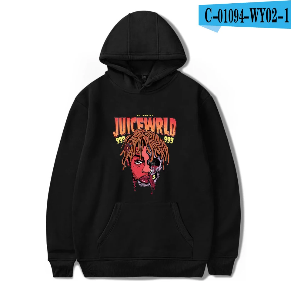 Black Толстовки с капюшоном rapper Juice Wrld для мужчин/женщин Горячая мода Поп хип хоп стиль Молодежные толстовки Juice Wrld новая индивидуальная толстовка с капюшоном - Цвет: Black