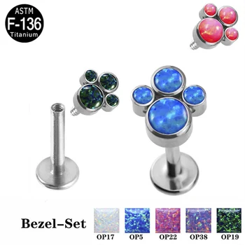 

ASTM F136 Titanium Opal Cluster Labret Lip Stud Ear Cartilage Tragus Helix Earrings Labret Bar Piercing Jewelry For Women 16g