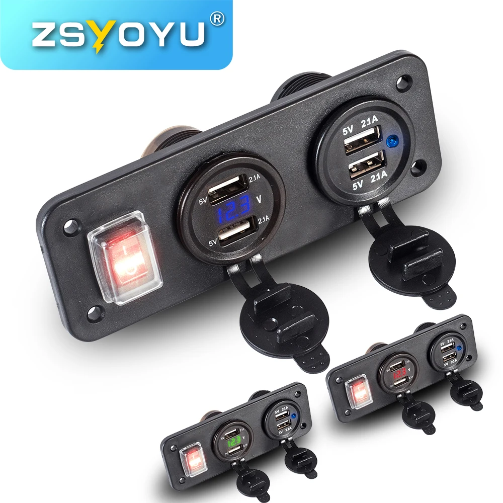

Fast Car USB Charger Voltage car USB Charger 4 Port Car USB Charger 2.0 Mobile Phone Charger 4 Port 12V 24V Input 4.2A On/Off