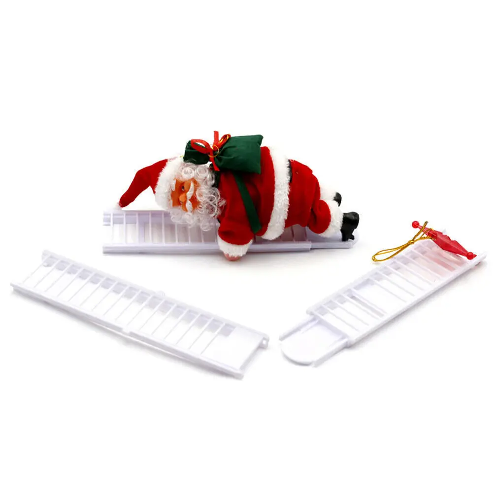New Electric Santa Claus Climbing Ladder Christmas Music Figurine Party Decoration