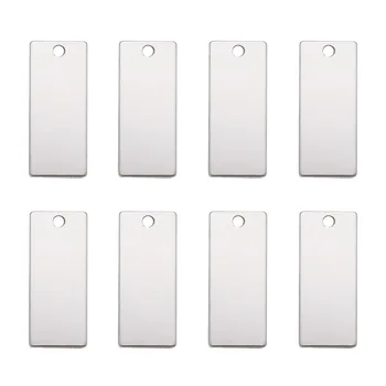 

50pcs 304 Stainless Steel Rectangle Pendants Rectangle Blank Stamping Tag for Jewelry Making 38x16x1mm, Hole: 3mm