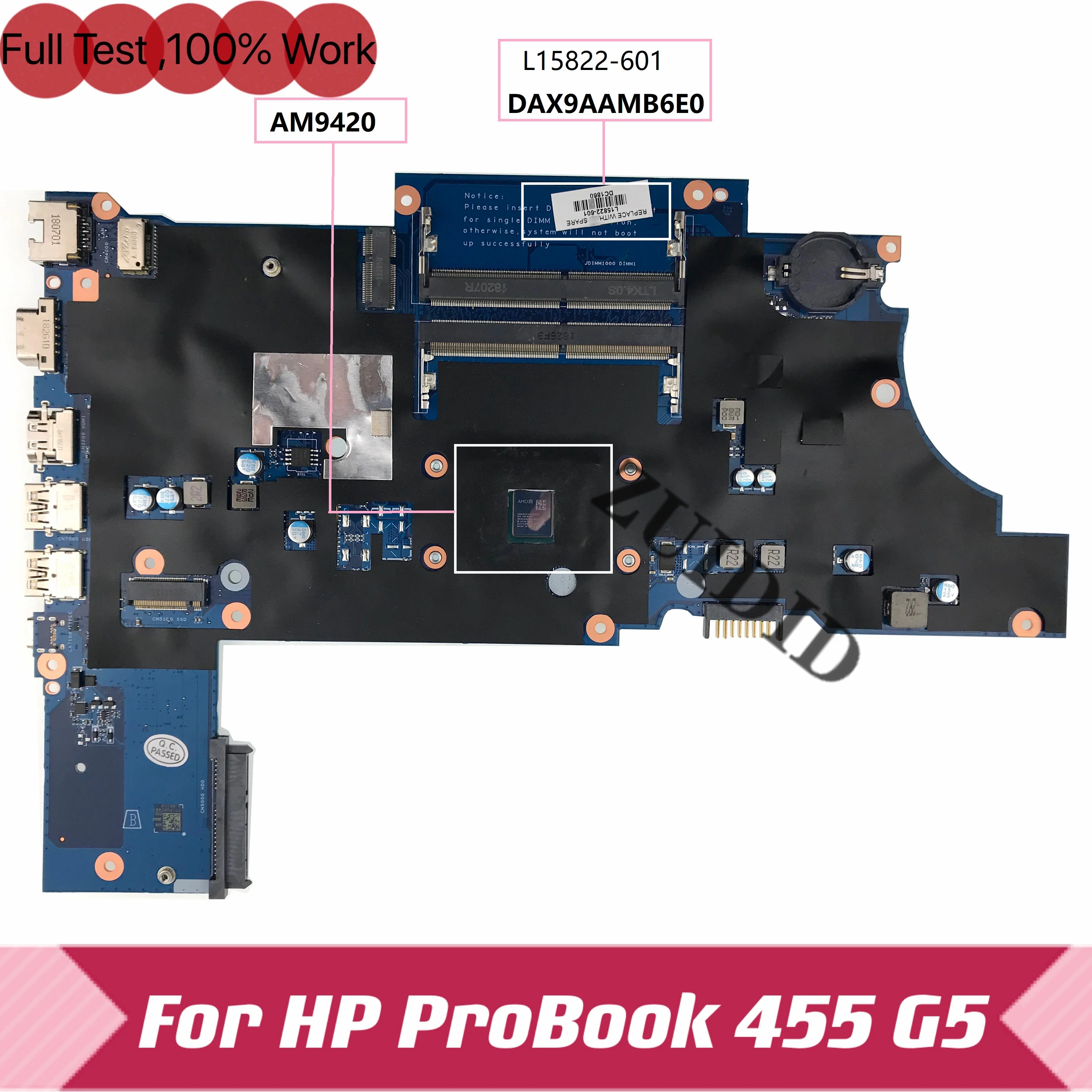 DAX9AAMB6E0 L15822-601 Für HP ProBook 455 G5 Материнская плата ноутбука L15822-001 L15822-501 W/ A9-9420 Процессор