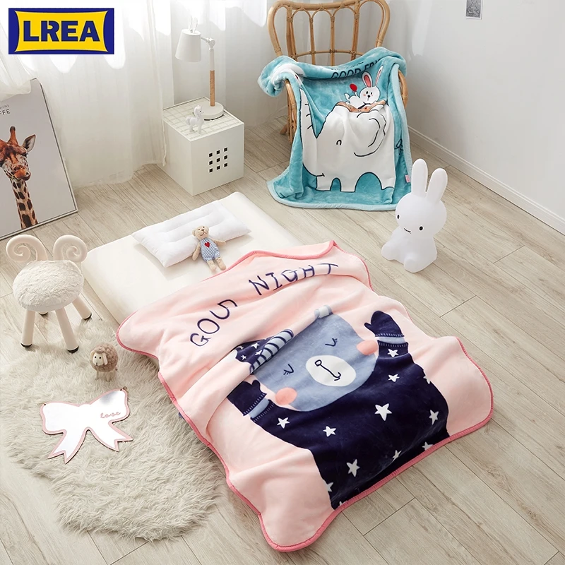 LREA 100x130 см детское или детское одеяло, Мультяшные одеяла, двойное утолщенное Облако Соболь ткань с мягким ворсом