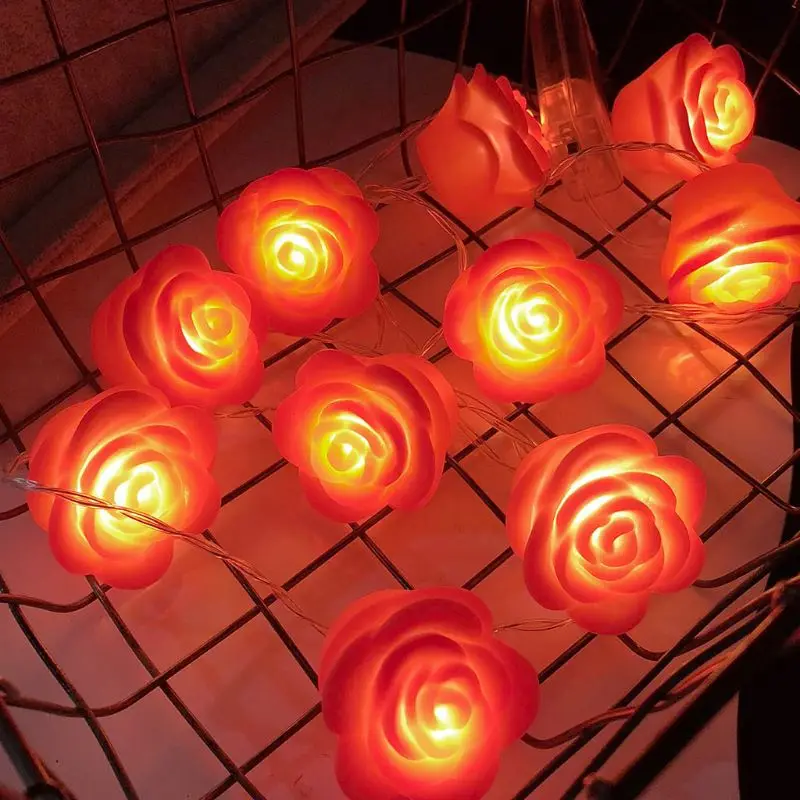 

10 LEDs Rose String Light Silicone Stimulation Flower Home Party Wedding Decor Q84D for LED