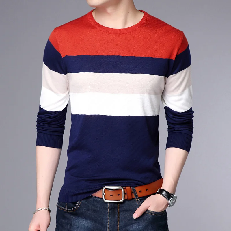 NIGRITY мужской свитер, Повседневный пуловер с v-образным вырезом, Мужская Осенняя приталенная рубашка с длинным рукавом, мужские свитера, вязаный кашемировый шерстяной пуловер для мужчин - Цвет: C1562-Orange