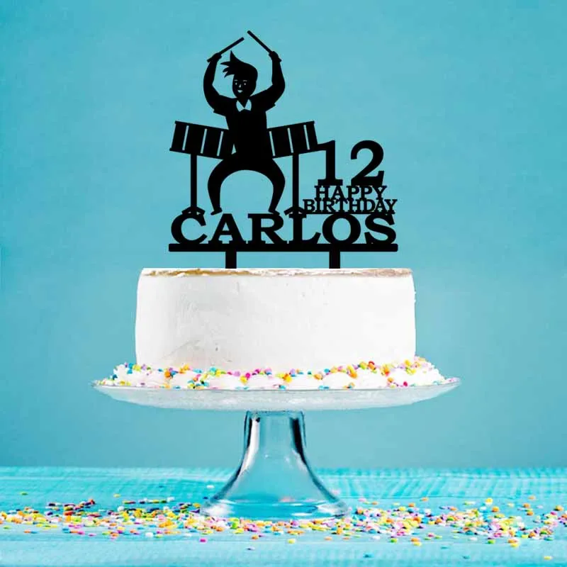 definitief Allergisch Verdorren Gepersonaliseerde Drum Cake Topper Man Spelen Drum Silhouetten Custom Naam  Leeftijd Drum Cake Topper Voor Verjaardag Taart Decoratie YC138 -  AliExpress Huis & Tuin