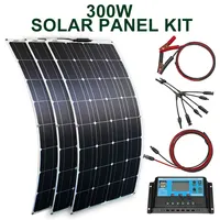 Kit de panneaux solaires et panneaux solaires flexibles 300w 200w 100w, module de chargeur de batterie haute efficacité 12v 24v 1