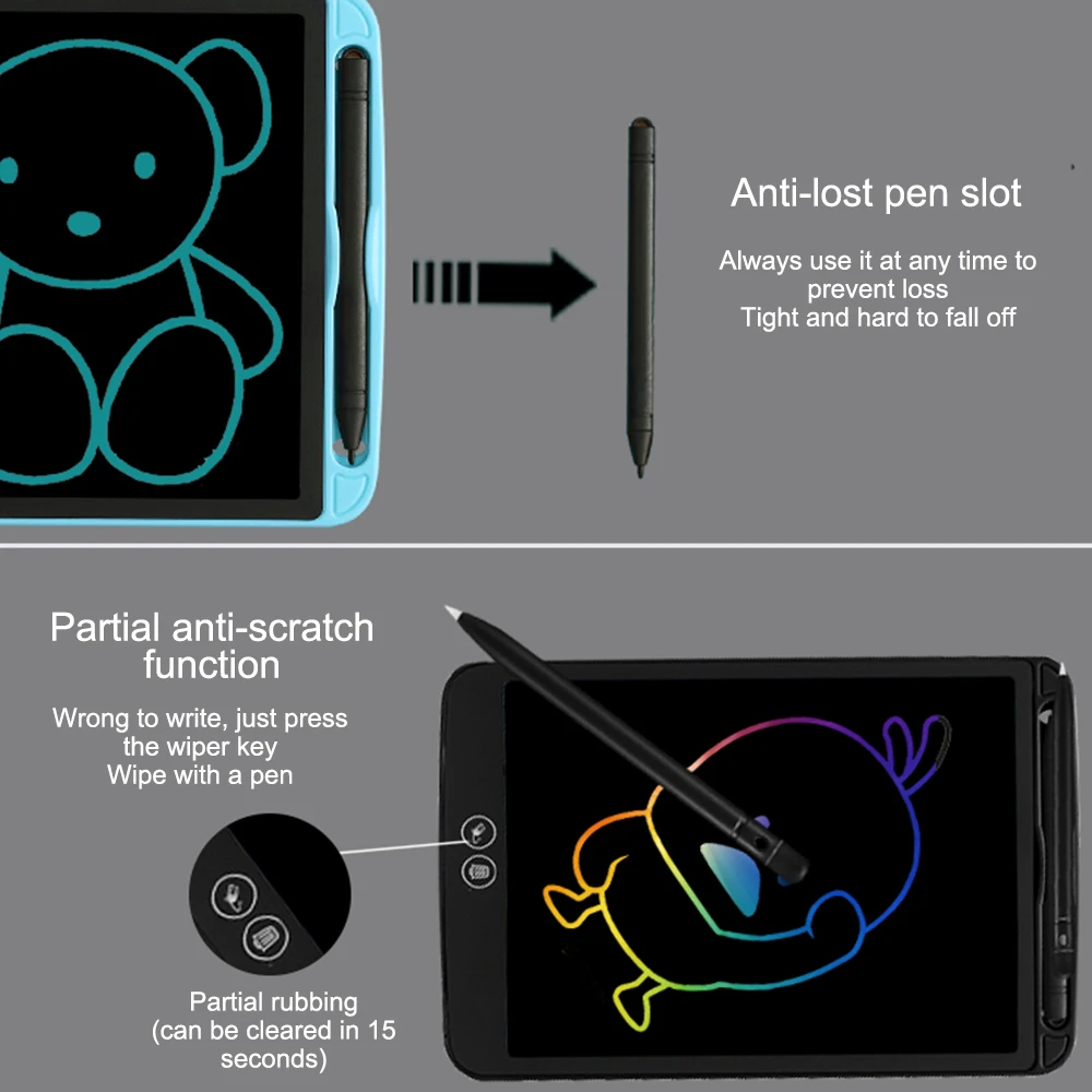 Goede 10 12   Lcd Schrijven Tablet Kleurrijke Screen Gedeeltelijk Wissen Tekening Speelgoed Elektronische Met Pen Benadrukken Pads Digitale Tabletten