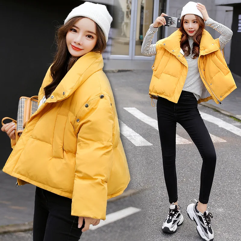 

2019 Winter New Style INS Korean-style Short Cotton-padded Clothes Women's Versatile Loose-Fit Elegant down Coat Cotton-padded J