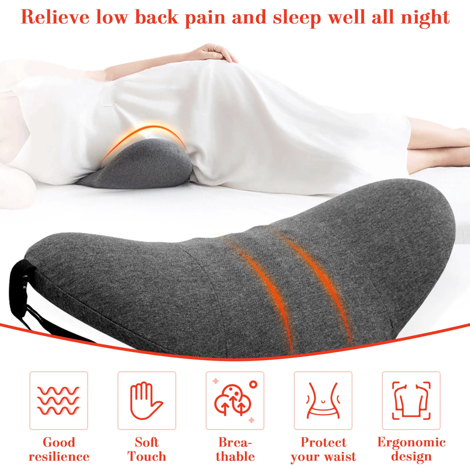 Lumbar Support Pillow for Car Seat – Multi-Use Memory Foam Lower Back  Cushion with Ergonomic Streamline, Upgraded for Waist & Hip Pain Relief,  Perfect