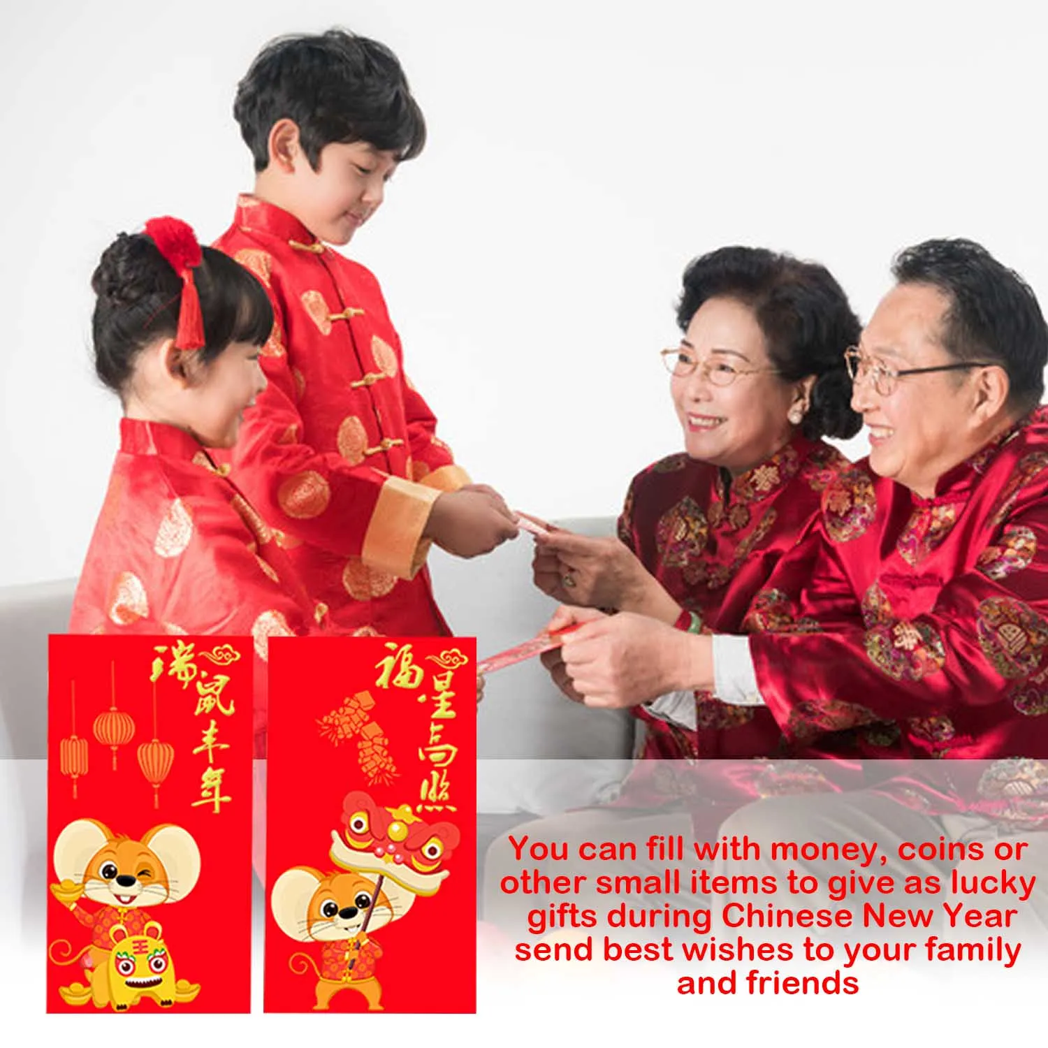 18 шт год красный карман счастливые конверты крысы Hong Bao Деньги пакеты на Лунный год, праздник весны случайный стиль
