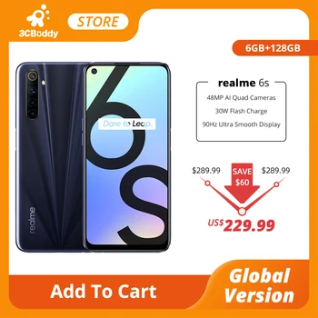 Перейти на Алиэкспресс и купить Смартфон realme 6s, NFC, 128 ГБ, 6,5 Гц, 4300 дюйма, 48 МП