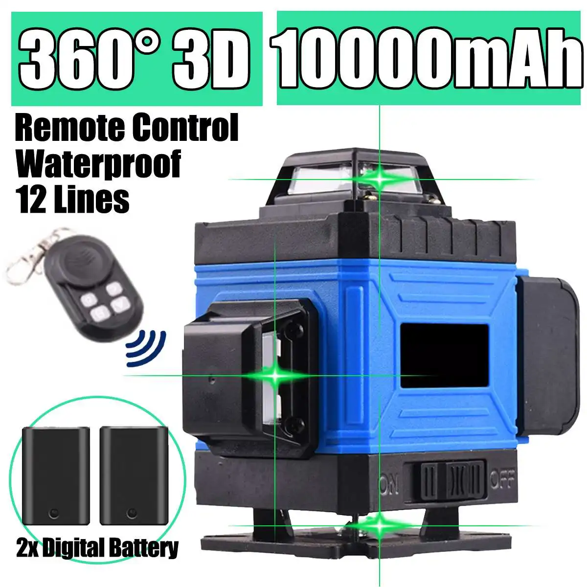 

12 Lines 3D Laser Level Self-Leveling 360 Horizontal And Vertical Cross Super Powerful Green Laser Beam Line Measurement Tools