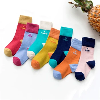 

Baby Socks Winter Kids Days Of Week Socks Cotton Toddler Number Sock Monday To Sunday Boy Girls Contrast Color Happy Sock Set