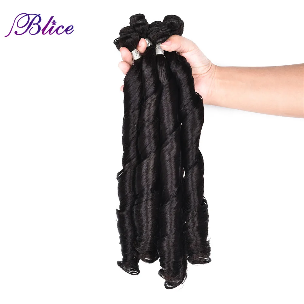 

Blice Bouncy Curly Hair Heat Resistant Synthetic Hair Weave 18 inch 6PCS/Pack Double Weft Hair Extensions Bundles