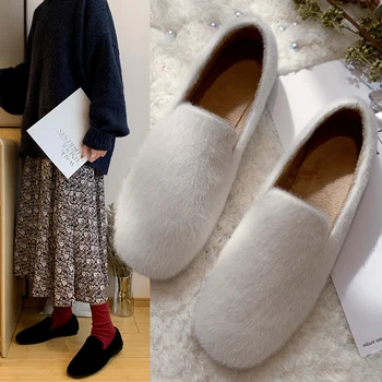 

Winter Shoes Women Round Toe Women's Moccasins Modis Slip-on Casual Female Sneakers Loafers Fur Flats 2019 Slip On New Dress