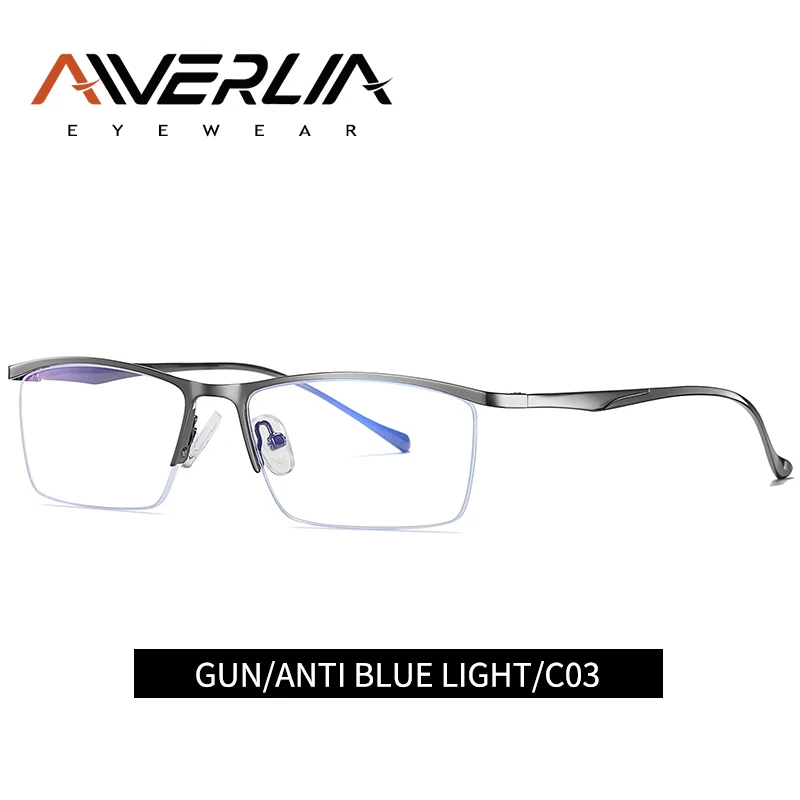 AIVERLIA, женские, синий светильник, блокирующие очки, новая мода, Портативные Оптические очки, мужские квадратные очки для компьютера, металлическая оправа - Цвет оправы: C3Gun