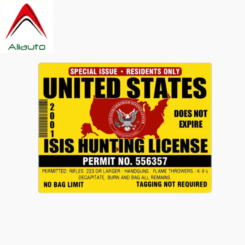 Автомобильная наклейка Aliauto Соединенные Штаты Исида лицензия на охоту