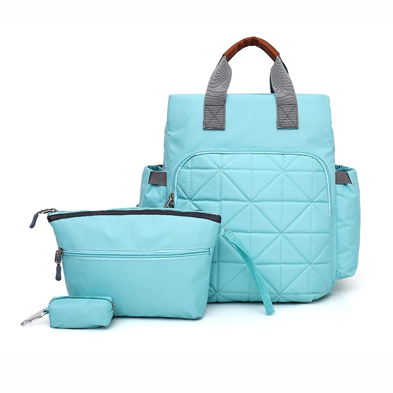 Snailhouse Nursing Bag New Triangle Nylon Cloth Mummy Bag Convenient Pregnant Baby Bottle Backpack Mother Diaper Bags 3pcs/Set - Цвет: Blue