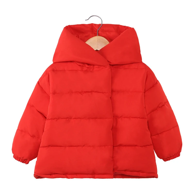 Chifuna/Новинка; однотонное хлопковое пальто с капюшоном; куртка; Утепленная зимняя верхняя одежда; пальто; детские пальто; Одежда для девочек; унисекс - Цвет: Красный