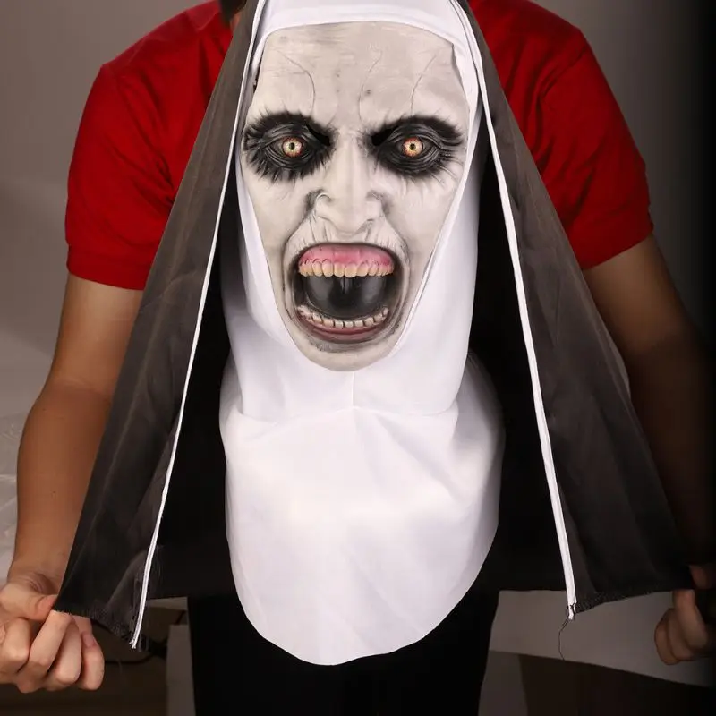 

Halloween Horror Mask Nun Mask Halloween Cosplay Latex Mask and Headgear Prank Props for Adults And Children