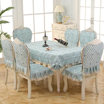 

Colorful Pink Green Color Tablecloth with Chair Cover,New Cheap Table Cover Set for Dining Room Home Decoration Toalhas De Mesa