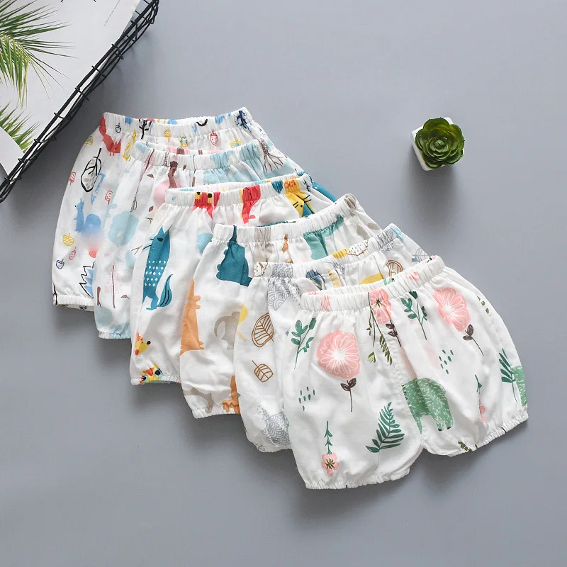 Летние штаны-шаровары из чистого хлопка для младенцев, тонкие газовые штаны, верхняя одежда, Большие Штаны