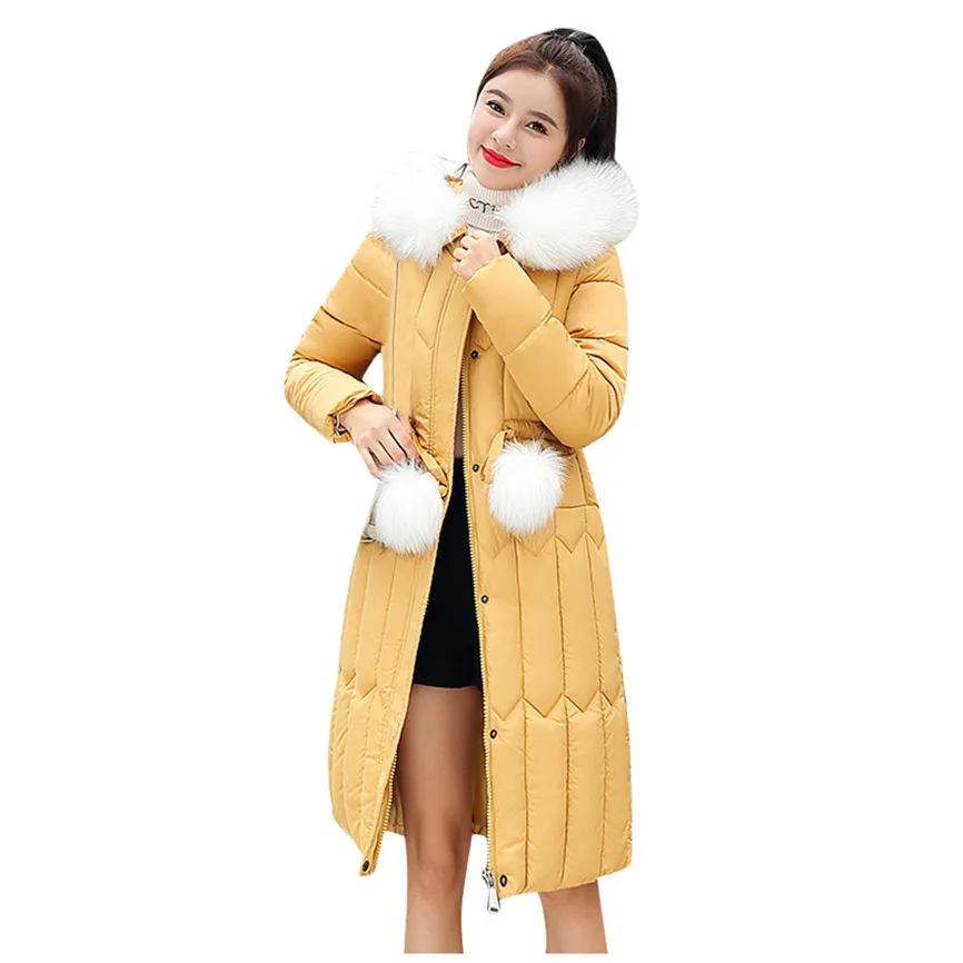 Женский пуховик, ультра-светильник, женская зимняя теплая куртка с капюшоном из искусственного меха, теплая тонкая куртка, длинное пальто, зимняя куртка для женщин - Цвет: Yellow