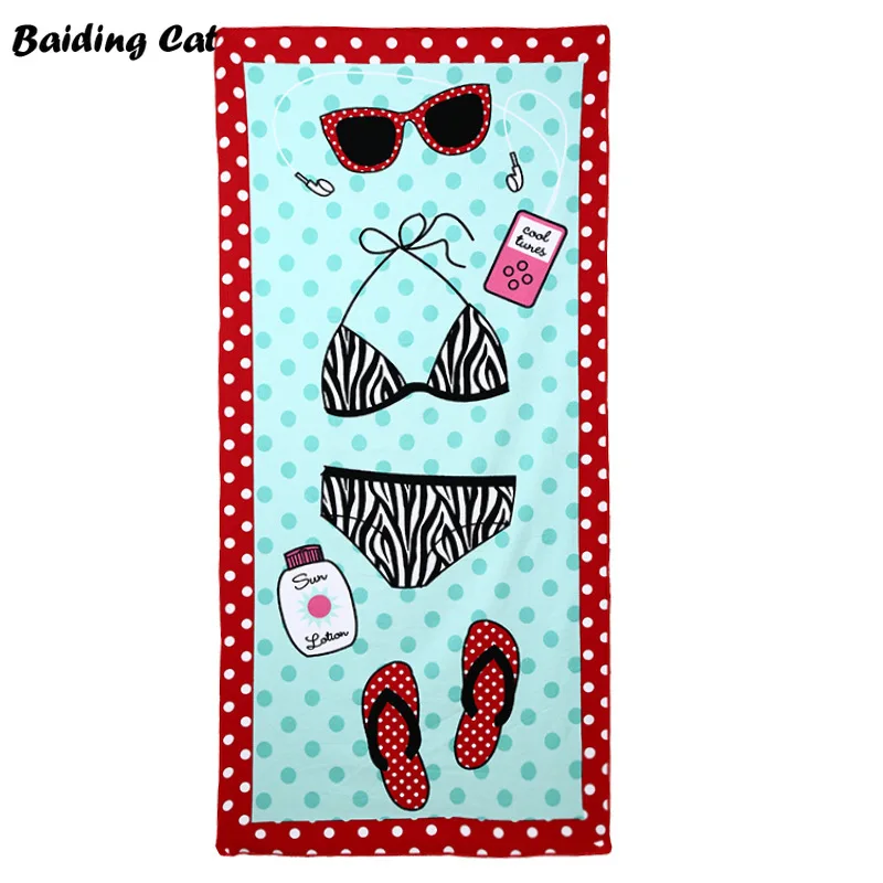 

Summer Sexy Swimwear Flip Flop Printed Beach Towel Bikini Seaside Shawl 150x70cm 250G Women Girls Sand Bath Towel Free Shipping
