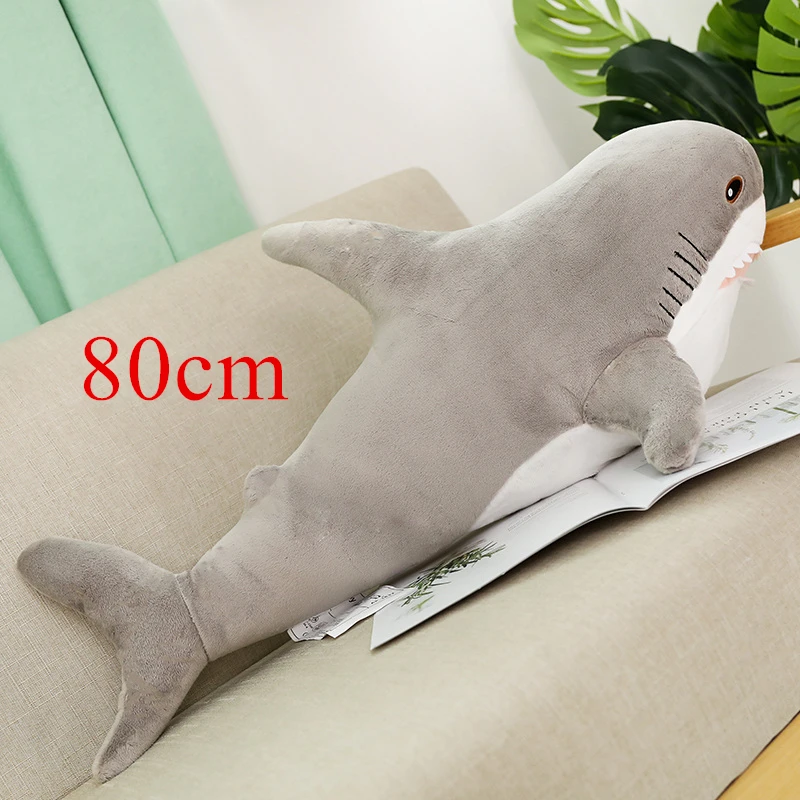 80cm gray 1 шт., 80-140 см, большой размер, Акула, плюшевая игрушка, мягкая, мягкая, спелгоед, животное, подушка для чтения, для подарка на день рождения, подушка, подарок для детей - Цвет: 80cm gray