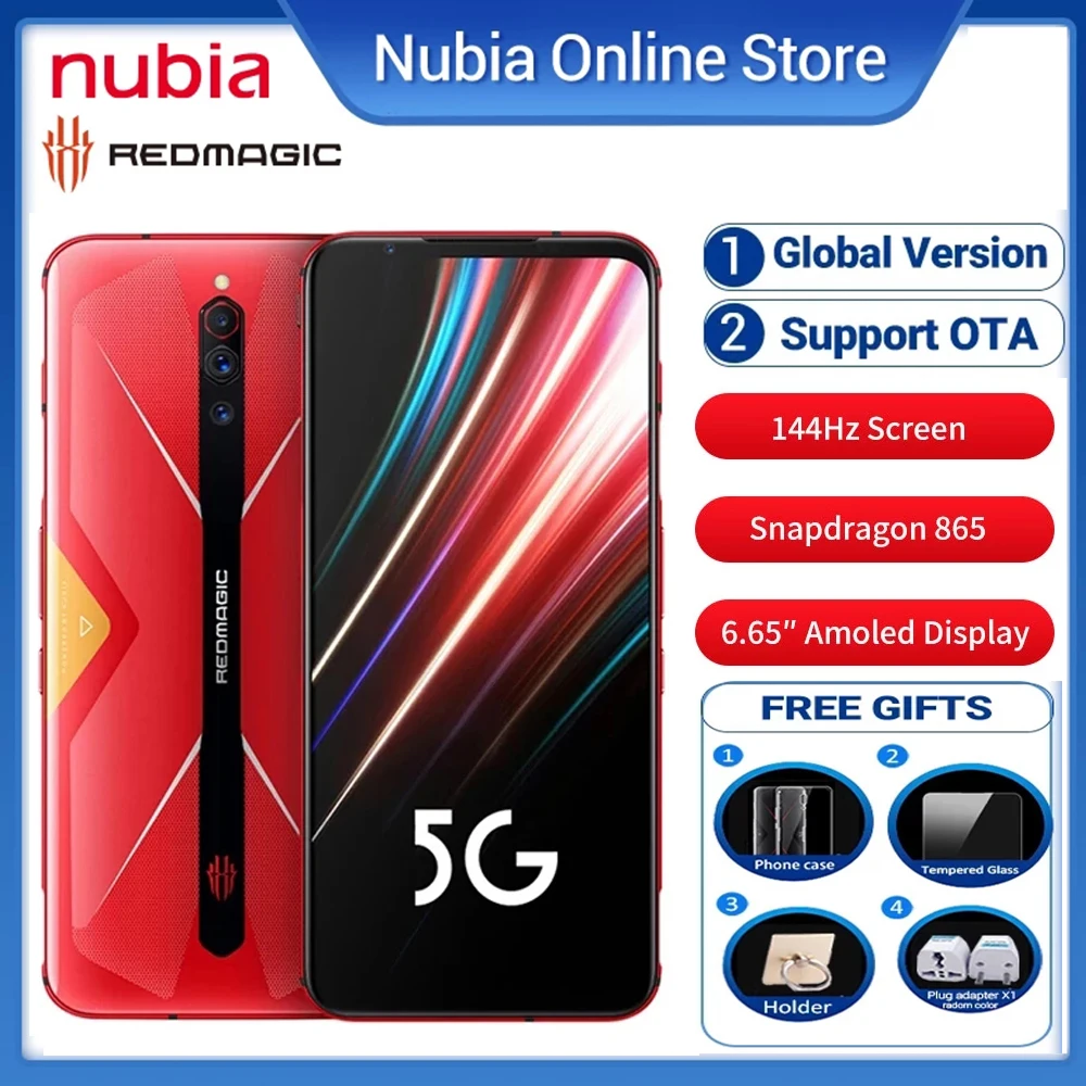 100% ZTE Nubia красный Магия 5G игровой смартфон 8 ГБ 128 6 65 &quotSnapdragon 865 NFC игра 4500 мА/ч Mobible