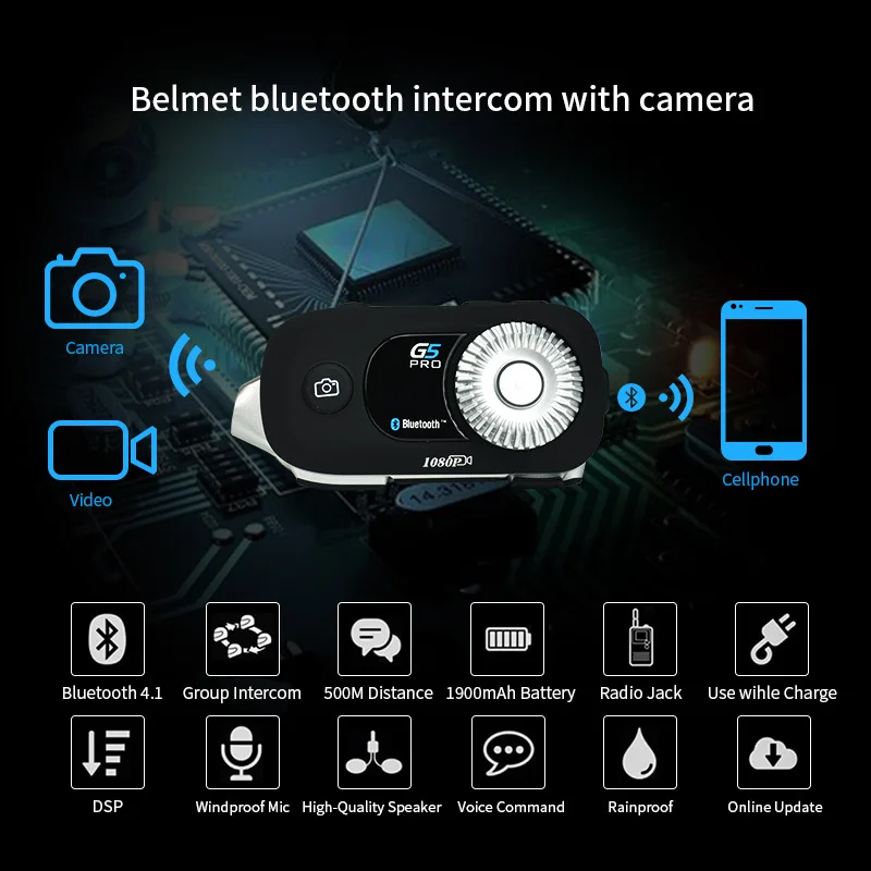 G5 Pro мотоциклетный шлем Bluetooth домофон Мото шлем Регистратор 1080P видео рекордер WiFi камера группа BT Intercomunicador