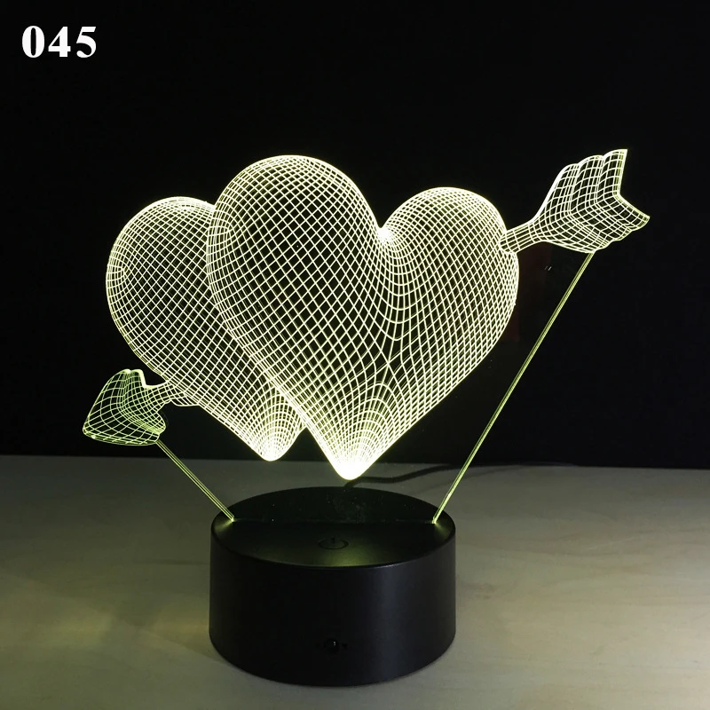 3D ночник I Love You светодиодный ночник в форме сердца мультяшный светильник домашний Декор Спальня новогодний Рождественский подарок ночник - Испускаемый цвет: 18