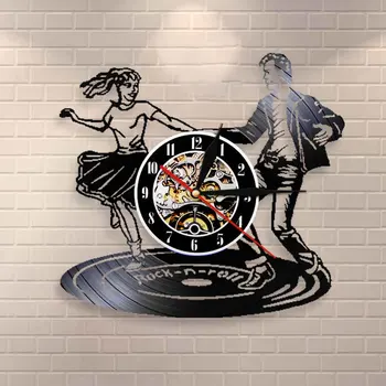 

Disco Dancers Vinyl Wall Clock Rock n Roll Dancing Vintage Clock Night Club Contemporary Wall Clock Decorative DJ Wall Art Decor